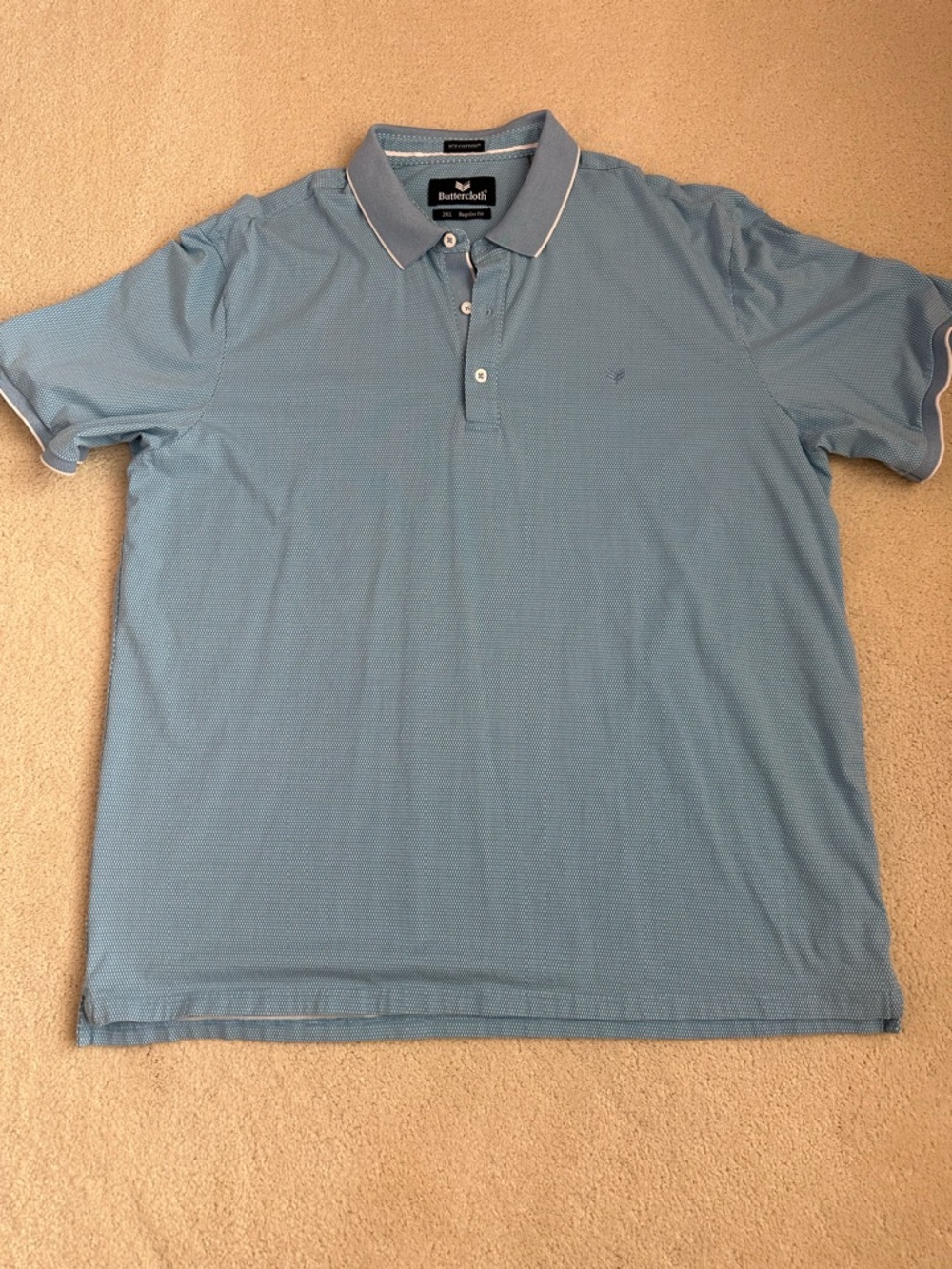 Buttercloth Men’s Sky Blue Polo with White Trim